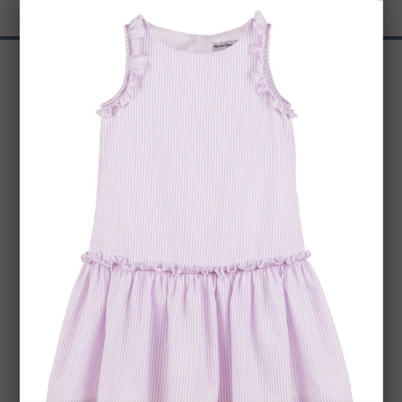 NWT MARIA CASERO GIRLS LAVENDER STRIPED DROP WAIST DRESS - Picture 4 of 8